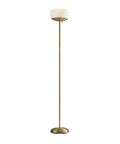 Antique Brass Torchiere Floor Lamp With White Opal Glass Shade Uber Bright 300W Double Socket Uplight 71 Inch Tall Standing Lamp