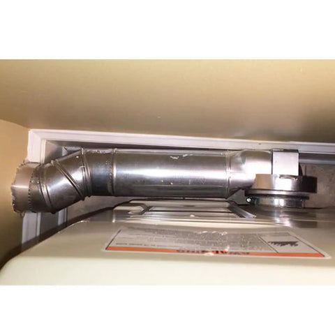 Magnetic Dryer Vent Coupling for 90 Degree Vents installed on floor exit with 12 Inch UL 2158A Approved Dryerflex Transition Hose