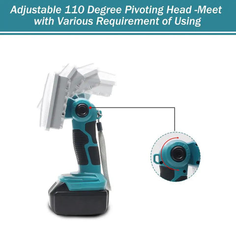 Cordless Spotlight Work Light For Makita 18V Battery with 110 Degree Pivot Head and USB Pass Through