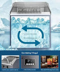 Countertop Ice Maker With Three Quick Pour Spouts And Lightning Freeze Tech For Counters Desks Or Bars Churning Out Crisp Cubes Around The Clock With Zero Fuss And Total Ease with visible ice and water cycle.