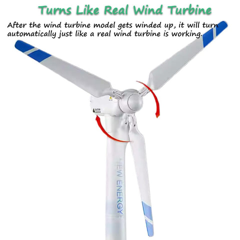 Wind Turbine Toy Clockwork Generator Model STEM Science Kit For Kids And Makers, 21.65 Inch Large Windmill With Wind Up Design