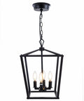Square Metal Farmhouse Pendant Light Chandelier For Kitchen Island And Foyer, Geometric Lantern Ceiling Fixture, 12 Inch