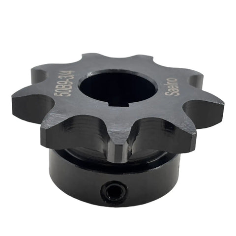 50B9 9 Tooth Roller Chain Sprocket Type B With Three Quarter Inch Bore And Five Eighth Inch Pitch Hardened 1045 Steel Rust Resistant