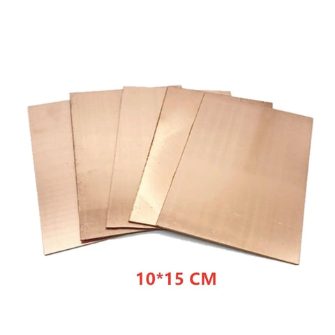 Five Piece Copper Clad Laminate PCB Kit 10 By 15 Cm Single Sided Boards, 1.5 mm Thick in stacked arrangement