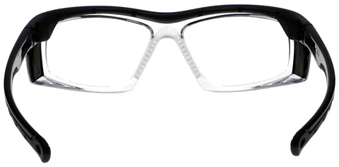 Back view of Rad Radiation Safety Glasses With Lightweight Frame And.75mm Pb Lead Equivalent Lenses And.50mm Pb Side Shields