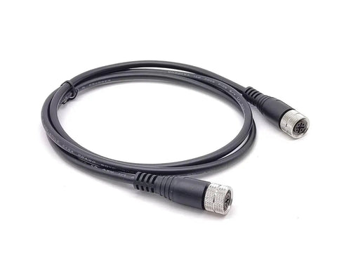 M12 A Code 5 Pin Female to Female Cable, Double Ended, 1 Meter Length, heavy duty shielded for automation use.