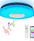 LED Starlight Ceiling Light With Bluetooth Speaker 36W Dimmable Color Changing Ambient Lamp with remote and Tuya app display
