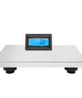 Commercial Grade Digital Shipping Scale With Wireless Display And Bullyproof Stainless Steel Platform 992 Lb Heavy Duty Postal Scale on flat surface.
