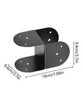 Heavy Duty Waterproof 4x4 Post Brackets Set For Outdoor Wood Posts Pergola Fence Gazebo Deck Gate Garden Support Reinforced Structural Brackets For Weatherproof Yard Construction, black bracket with measurements