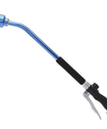 Watering Wand Sprayer With Stainless Head 24 Inch Reach for Hanging Baskets and Garden Plants, ergonomic curved wand, blue