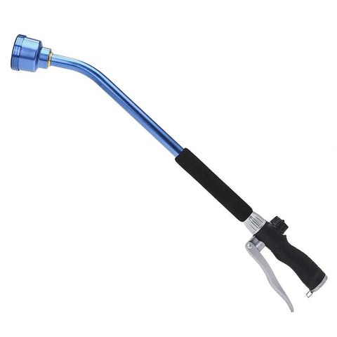 Watering Wand Sprayer With Stainless Head 24 Inch Reach for Hanging Baskets and Garden Plants, ergonomic curved wand, blue