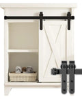 Ultra Compact 2ft Sliding Barn Door Hardware Kit For Wardrobe And TV Stand, Heavy Duty 100lb Capacity, Black Powder Coated Carbon Steel Rail