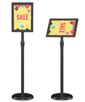 Sign Holder Floor Stand 8.5x11 Inch With Adjustable Height And Tilt Heavy Duty Base Snap Open Frame Floor Display