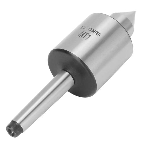 MT1 triple-bearing live center for metal lathe, hard alloy steel, MT1, 600 lb load capacity, side view