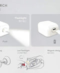 Image showing a mini torch with flashlight and USB recharging, part of Power Station Traveler Bundle With Universal Travel Adapter, USB Charger, And Power Strip, All In One Portable Charging Hub For Global Trips Ideal For Travel And Daily Use.