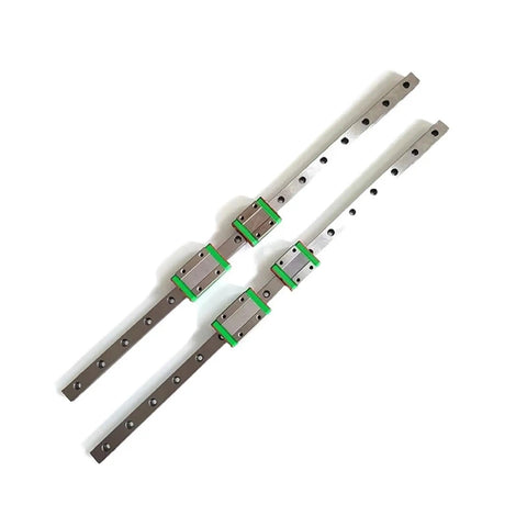 Pro Grade Linear Rail Kit With Sliding Carriage, 100 To 800mm Rail Length, two rails with carriage blocks visible
