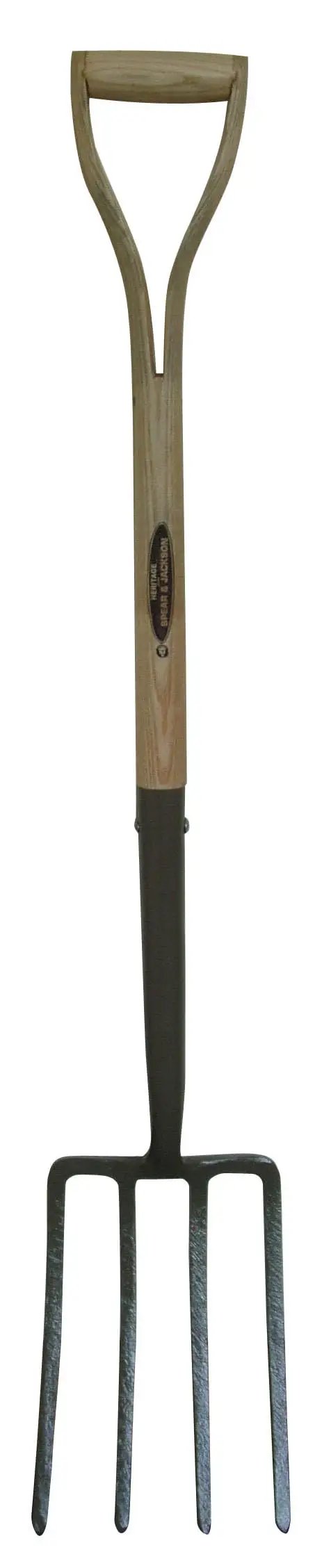 Heritage Forged Digging Fork With Solid Carbon Steel Head And Wishbone Handle 28 Inch Weatherproof Hardwood Shaft, full view