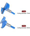 2 pcs uxcell Forstner drill bits set, 65mm and 70mm, blue guards for woodworking