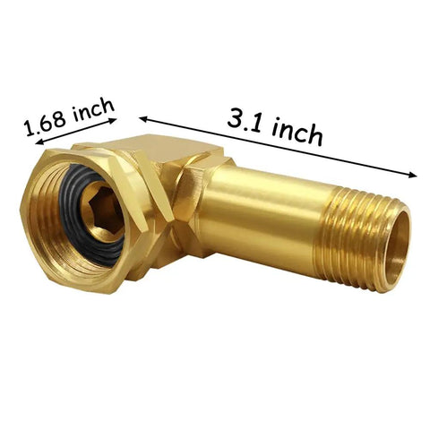 Brass Swivel Elbow Connector For Garden Hose Reels, 3/4 GHT Female To 1/2 NPT Male, Replacement Part, Durable Rust Resistant Brass, Universal Fit For Most Reels, Easy Install, Leak Free Sealing, brass hose fitting