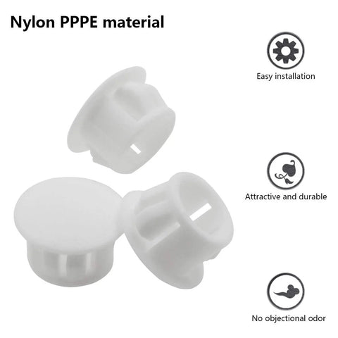 White 13mm Hole Caps And Hole Plugs 30 Pack For Panel End Caps And Tubing Posts showing easy installation and durability features