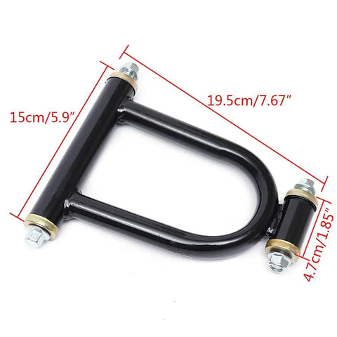 Front view of black metal upper swing arm from Front Suspension Swingarm Assembly Kit For DIY ATVs Go Karts Buggy And Quad Projects