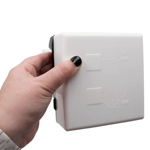 Person holding Beefed Up Eight Cube Ice Maker Assembly Replacement For Refrigerator Freezer Fits W10190960 And W10757851 Control Board Model Specific Not Universal Heavy Duty Kit With Durable Parts.