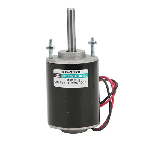 Heavy Hitter 30W Brushed DC Motor With Reversible CW CCW Spin And Serious Torque Making It A Dope Pick For Quiet Weekend DIY Robot Projects Running On 12 Or 24 Volts, 24V motor visible from front.