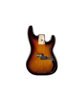 Precision Bass Style Alder Body With Gloss Polyester Finish For Split Single Coil Pickup Routing No Pickguard Mounting Holes Five Screw Vintage Style Bridge Mount Four Bolt Neck Pocket Brown Sunburst Upgrade For DIY Bass Guitar, rear view