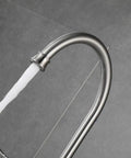 8 Inch High Arc Kitchen Faucet With Dual Handles And Side Sprayer Brushed Nickel 3 Hole Centerset Easy Install Spout with water flow