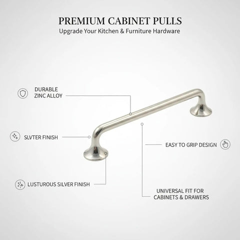 Durable Silver Zinc Alloy Cabinet Pulls For Kitchen Cabinets Drawers And Wardrobes With Silver Finish Single Handle No Fuss Install