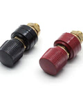 Heavy Duty 5 16 Inch Stud Battery Terminal Posts Red And Black Pair Pure Copper Power Connectors with dual nut setup
