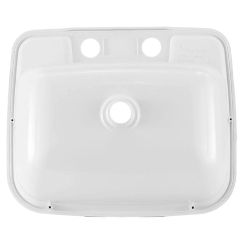Compact Rectangle RV Sink For Small Camper Bathrooms Single Bowl Lavatory Basin In White Plastic Fits Most RV Vanities Includes Drain Stopper And Hardware