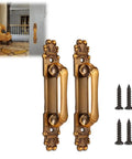 European Style Antique Metal Door Handle Set Of Two For Drawer Cupboard Wardrobe, Zinc Alloy Construction With Luxurious Golden Finish, easy to install with screws