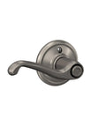 Flair Door Lever Privacy Lock For Bedroom And Bathroom Satin Nickel Finish With No Fuss Self Aligning Screws Push Button Inside Unlocks