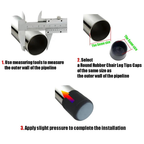Measuring tools for installation of Heavy Gauge Round Rubber Chair Leg Caps And Table Foot Floor Protectors One Inch Black.