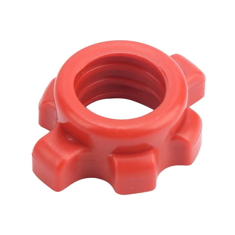 Red star lock nut from 40cm Dumbbell Handles With Anti Slip Rubber Grips And 4 Star Lock Nuts For Home Gym Weight Lifting PP Plastic Bar Grips.