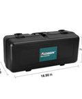 Carrying case for 8.5 Amp Biscuit Cutter Plate Joiner Kit with external dimensions labeled, brand name on front