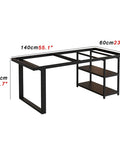 Heavy Duty Removable Desk Legs With Two Tier Storage Shelves Slick Metal Table Frame Rust Proof with measurements shown.