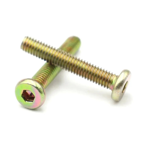 Six Pack M6 And M8 Zinc Plated Flat Round Head Hex Socket Furniture Connector Screws Countersunk Bolts close-up