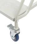 Rock Solid Four Step Rolling Ladder With Sturdy Rails And Non Slip Steel Treads Built Tough for secure wheel and frame detail.