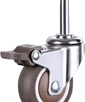 Heavy Duty Silent Swivel Casters With Quick Stem Mount For Office Chairs And Furniture Rollin Smooth And Quiet Double Ball Handling Design Universal M8 2 Inch Rubber Wheels Pack Of Four Carbon Steel Built Top Notch Setup close-up of a two-inch rubber wheel with chrome bracket.