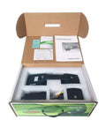No Sweat Battery Powered Electric Strapping Machine Featuring Hot Melt Welding, Rugged 4000 Mah Cell Fits Half To Five Eighth Inch Tape, Job Site Ready Adjustable Tension For Effortless Box Bundling And Pallet Securing in packaging with accessories.