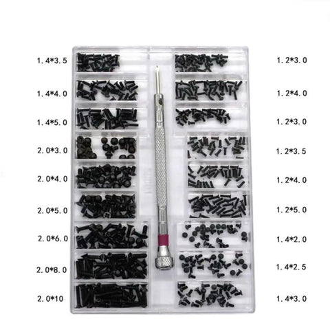 18 Piece Miniature Machine Screw Set With Countersunk And Round Head Screws In Clear Organizer Case For Laptop Repair Glasses And Watch Maintenance Everyday Precision Hardware Kit