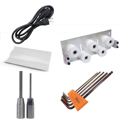 Pro Grade High Efficiency Wire Stripping Machine accessories including cable, metal panel, and tools for DIY projects