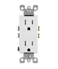 15 Amp Decora Tamper Resistant Duplex Wall Outlet White 10 Pack T5325-WMP Heavy Duty Electrical Receptacle front view