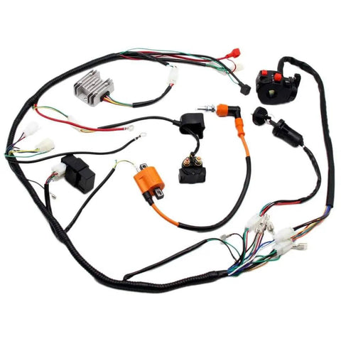 ATV Wiring Harness Kit With Full Copper Wire For 150cc To 300cc Engines Replacement Fits Go Kart Dirt Bike Quad Bike And Scooters Works With Lifan Loncin Zongshen YX
