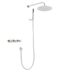 Wall Mounted Shower System 10 Inch Rainfall Shower with Handheld Spray, chrome finish, dual function with detachable hose.