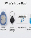 Contents of the box with Clip-On LED Nurse Light With Magnetic Clip For Scrubs And ID Badges Hands-Free Night Shift Illumination.