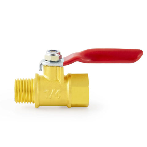 One Quarter Inch NPT Brass Pipe Fitting Kit With Two Ball Valves, Two Hex Bushings, Two Hex Nipples, Two Tees And Air Hose Fitting Thread Adapters