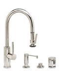 Top Notch Heavy Duty Pull Down Kitchen Faucet Featuring Multifunction Lever Sprayer And Complete Hardware Kit In Classic Matte Antique Brass For Dead Simple Install, showcasing a polished metal finish.
